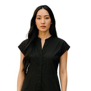Vimpunec Women's black sleeveless button up front shirt-Size S-100% polyester.